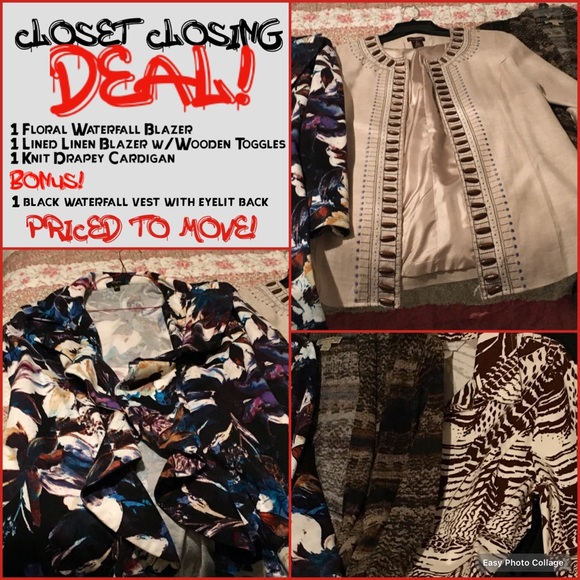 CLOSET CLOSING DEAL‼️3 JACKETS/1 CARDIGAN + BONUS❗️ - Picture 1 of 8